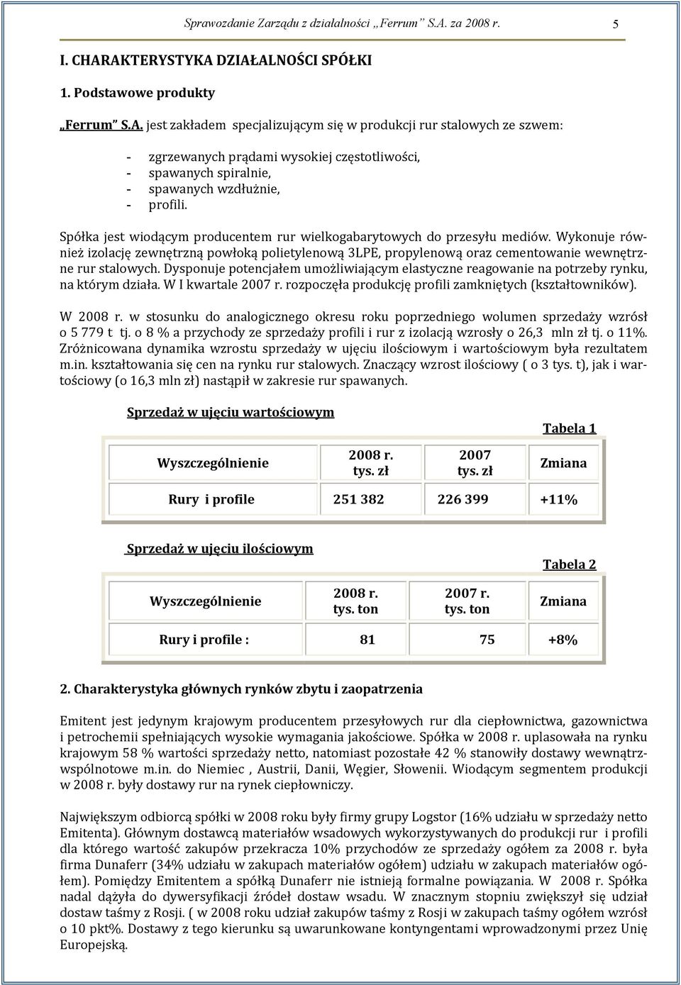 Spółka jest wiodącym producentem rur wielkogabarytowych do przesyłu mediów. Wykonuje również izolację zewnętrzną powłoką polietylenową 3LPE, propylenową oraz cementowanie wewnętrzne rur stalowych.