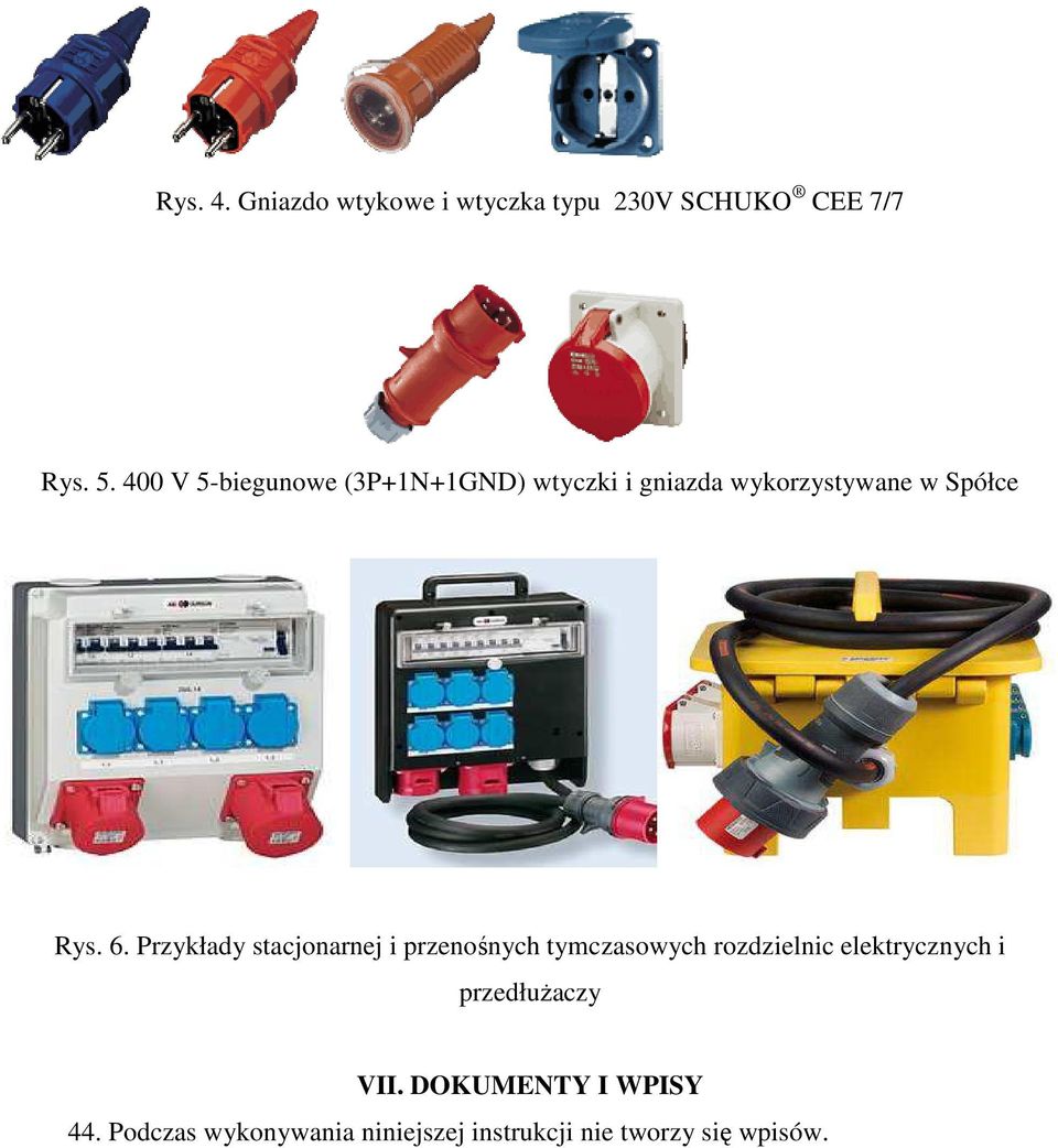 Przykłady stacjonarnej i przenośnych tymczasowych rozdzielnic elektrycznych i