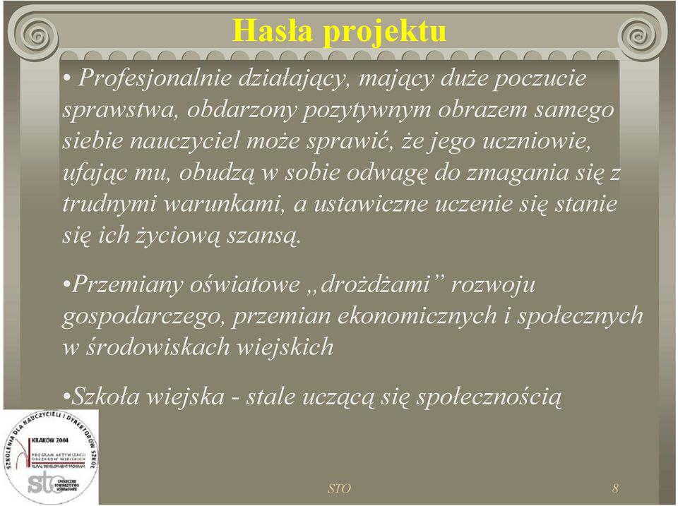 warunkami, a ustawiczne uczenie się stanie się ich życiową szansą.