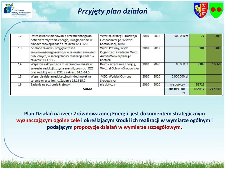 cele i określającym środki ich realizacji w wymiarze