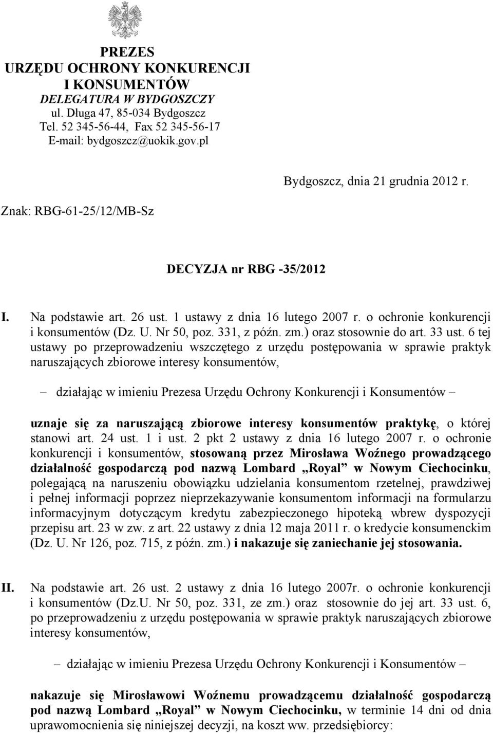 Nr 50, poz. 331, z późn. zm.) oraz stosownie do art. 33 ust.