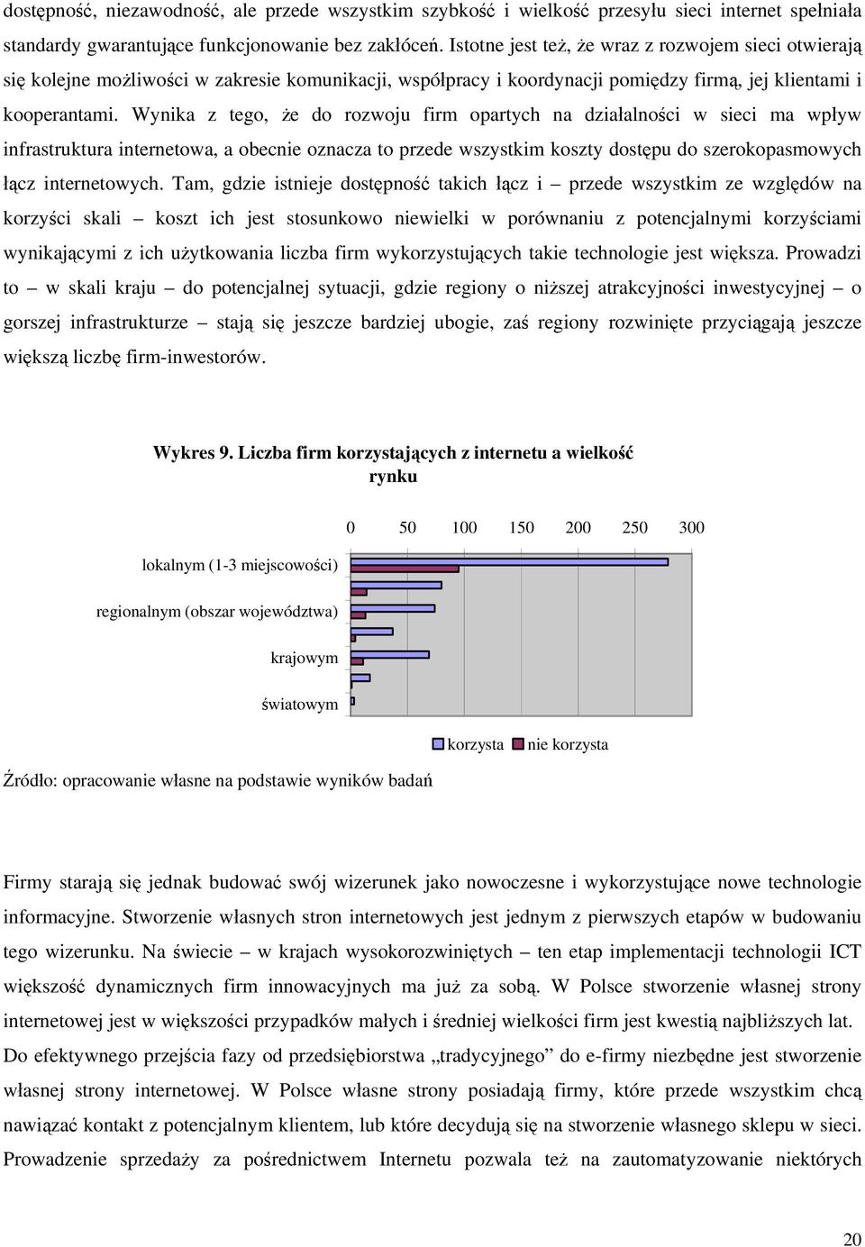 Wynika z tego, że do rozwoju firm opartych na działalności w sieci ma wpływ infrastruktura internetowa, a obecnie oznacza to przede wszystkim koszty dostępu do szerokopasmowych łącz internetowych.