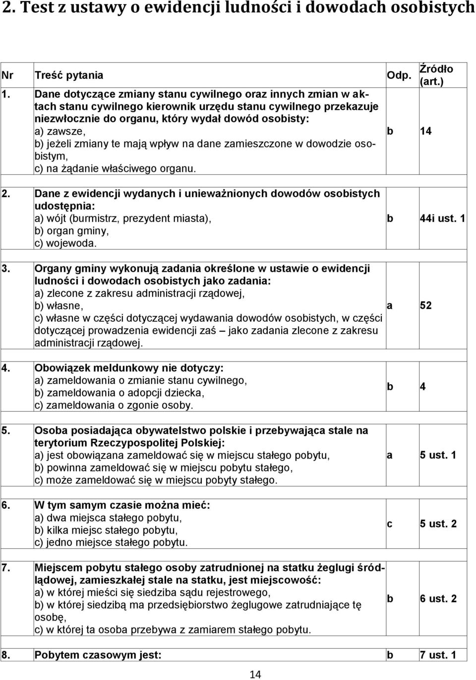 zmiany te mają wpływ na dane zamieszczone w dowodzie osobistym, c) na żądanie właściwego organu. b 14 2.