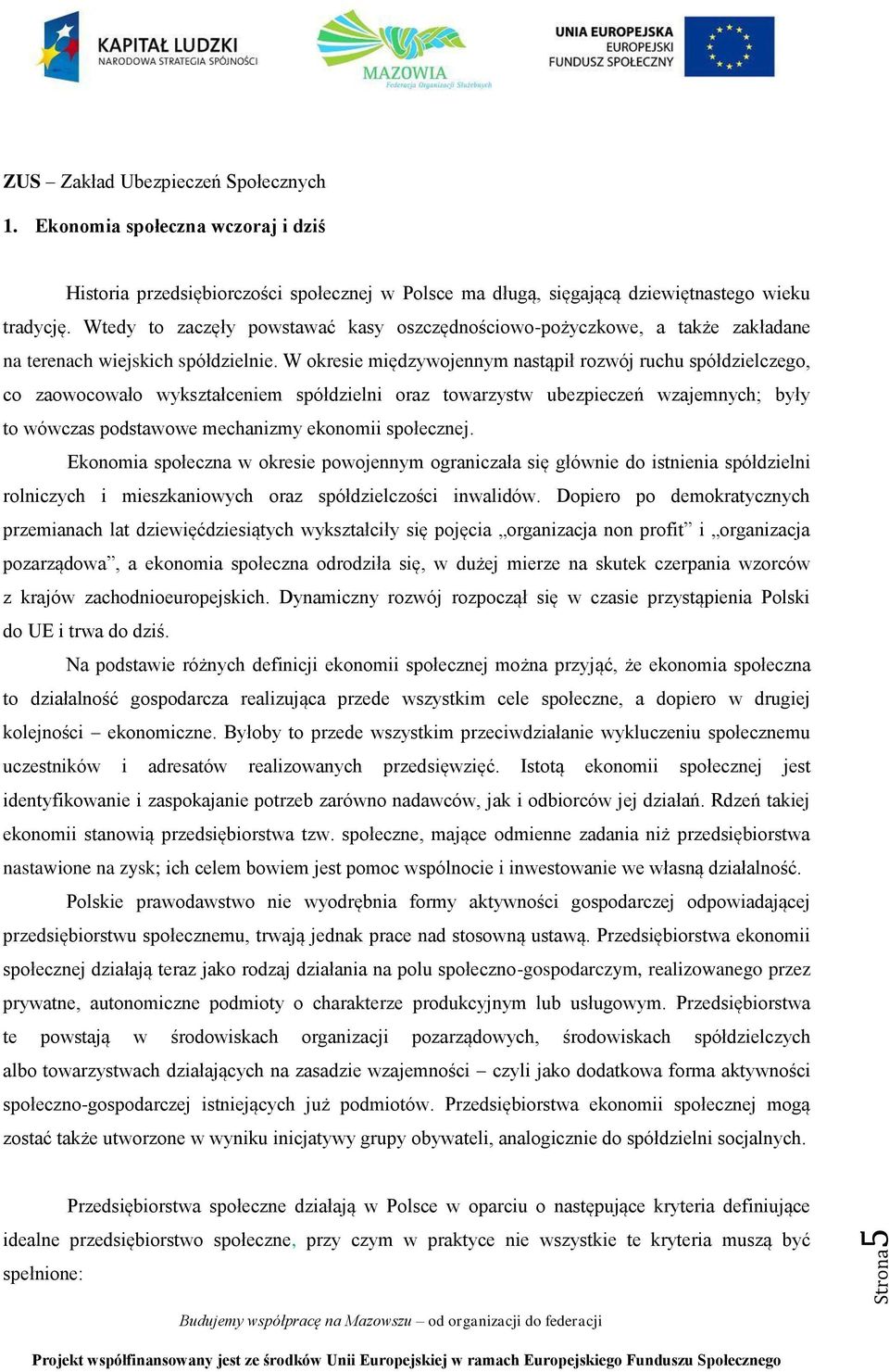 W okresie międzywojennym nastąpił rozwój ruchu spółdzielczego, co zaowocowało wykształceniem spółdzielni oraz towarzystw ubezpieczeń wzajemnych; były to wówczas podstawowe mechanizmy ekonomii