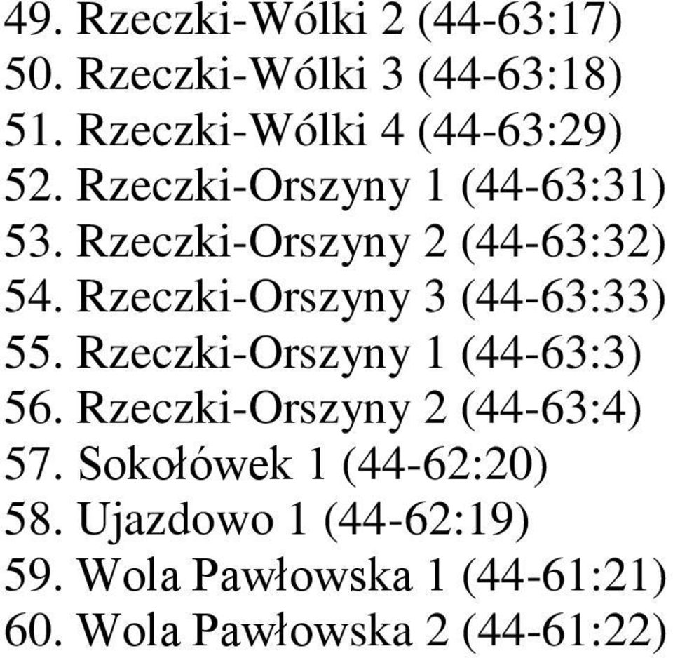 Rzeczki-Orszyny 2 (44-63:32) 54. Rzeczki-Orszyny 3 (44-63:33) 55.