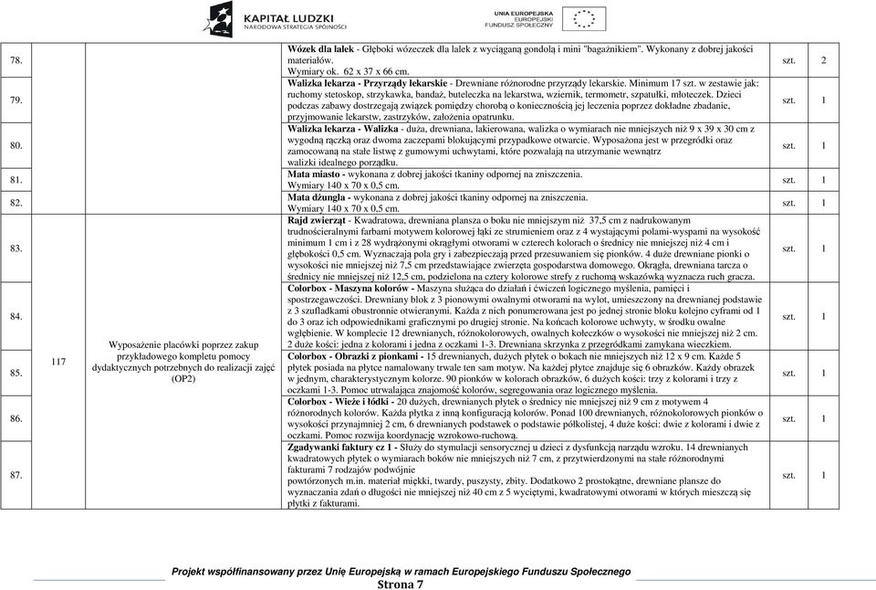 Wykonany z dobrej jakości materiałów. Wymiary ok. 62 x 37 x 66 cm. Walizka lekarza - Przyrządy lekarskie - Drewniane różnorodne przyrządy lekarskie. Minimum 17 szt.