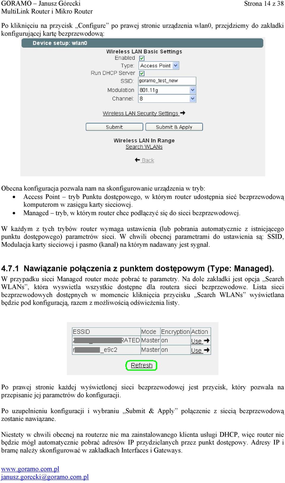 Managed tryb, w którym router chce podłączyć się do sieci bezprzewodowej.