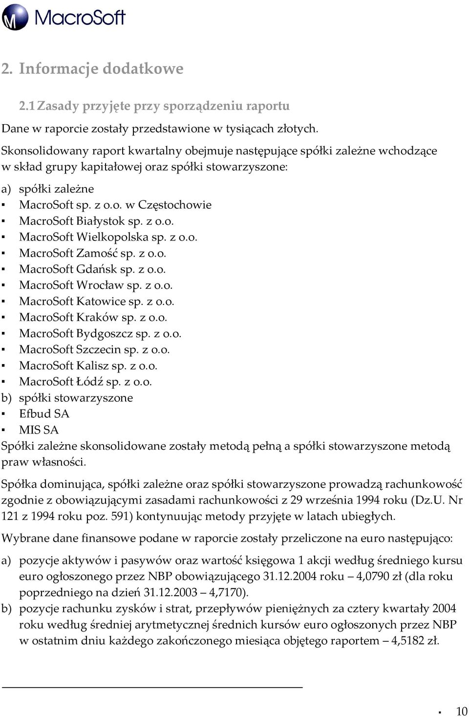 z o.o. MacroSoft Wielkopolska sp. z o.o. MacroSoft Zamość sp. z o.o. MacroSoft Gdańsk sp. z o.o. MacroSoft Wrocław sp. z o.o. MacroSoft Katowice sp. z o.o. MacroSoft Kraków sp. z o.o. MacroSoft Bydgoszcz sp.