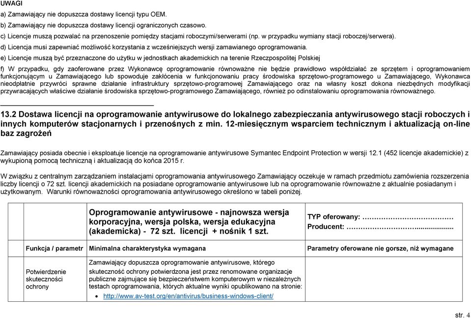 d) Licencja musi zapewniać możliwość korzystania z wcześniejszych wersji zamawianego oprogramowania.