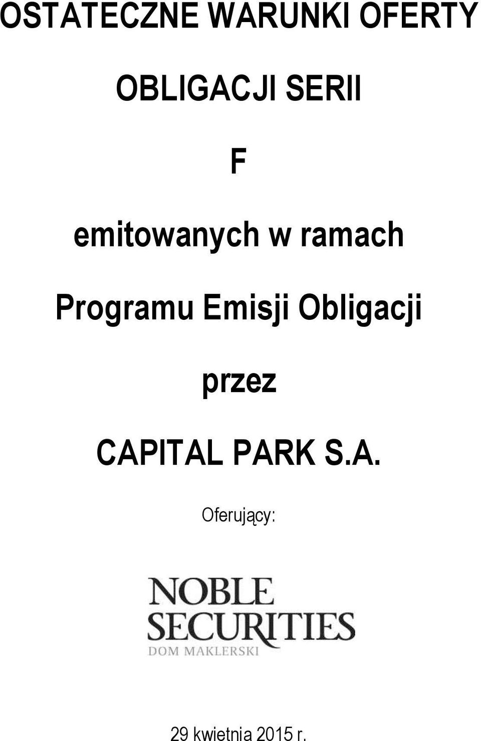 Programu Emisji Obligacji przez