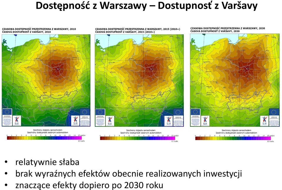 wyraźnych efektów obecnie