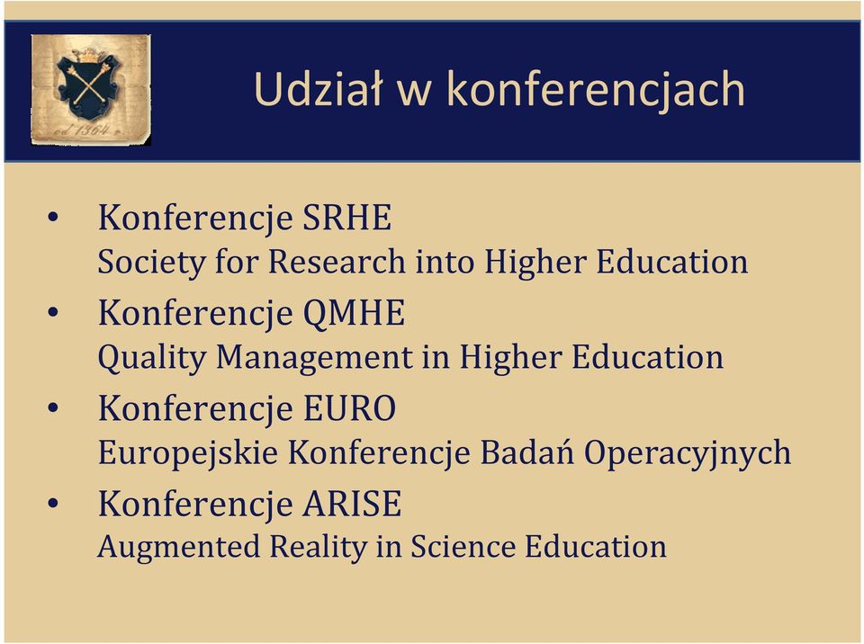 Higher Education Konferencje EURO Europejskie Konferencje Badań