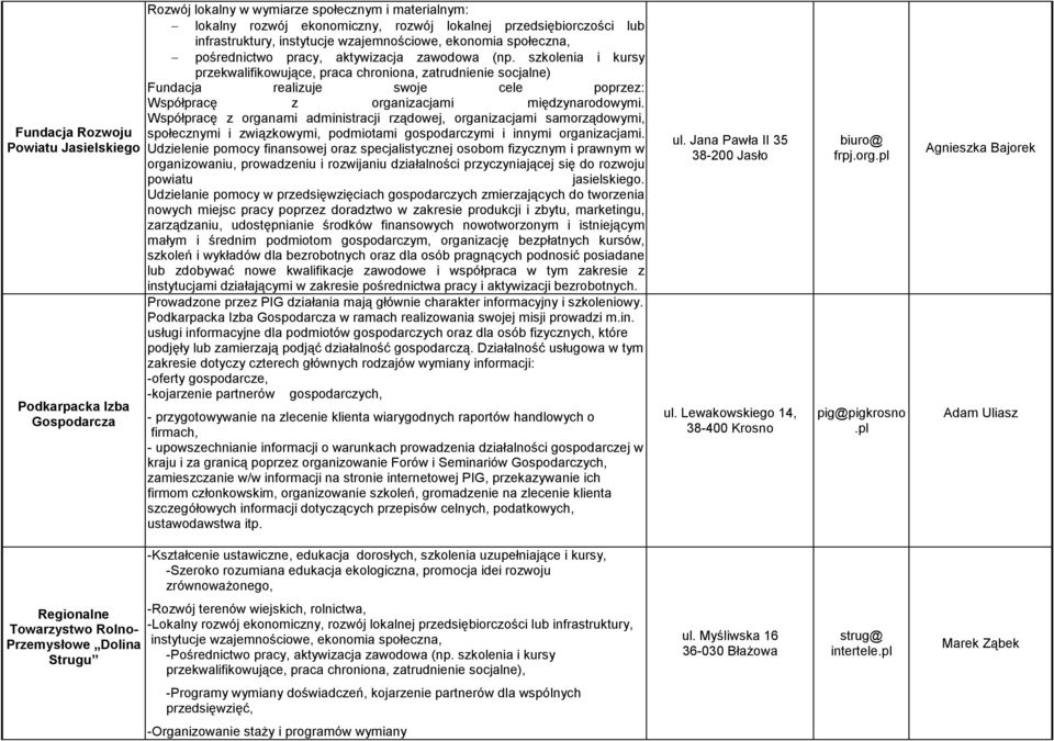 szkolenia i kursy przekwalifikowujce, praca chroniona, zatrudnienie socjalne) Fundacja realizuje swoje cele poprzez: Wspóprac z organizacjami midzynarodowymi.