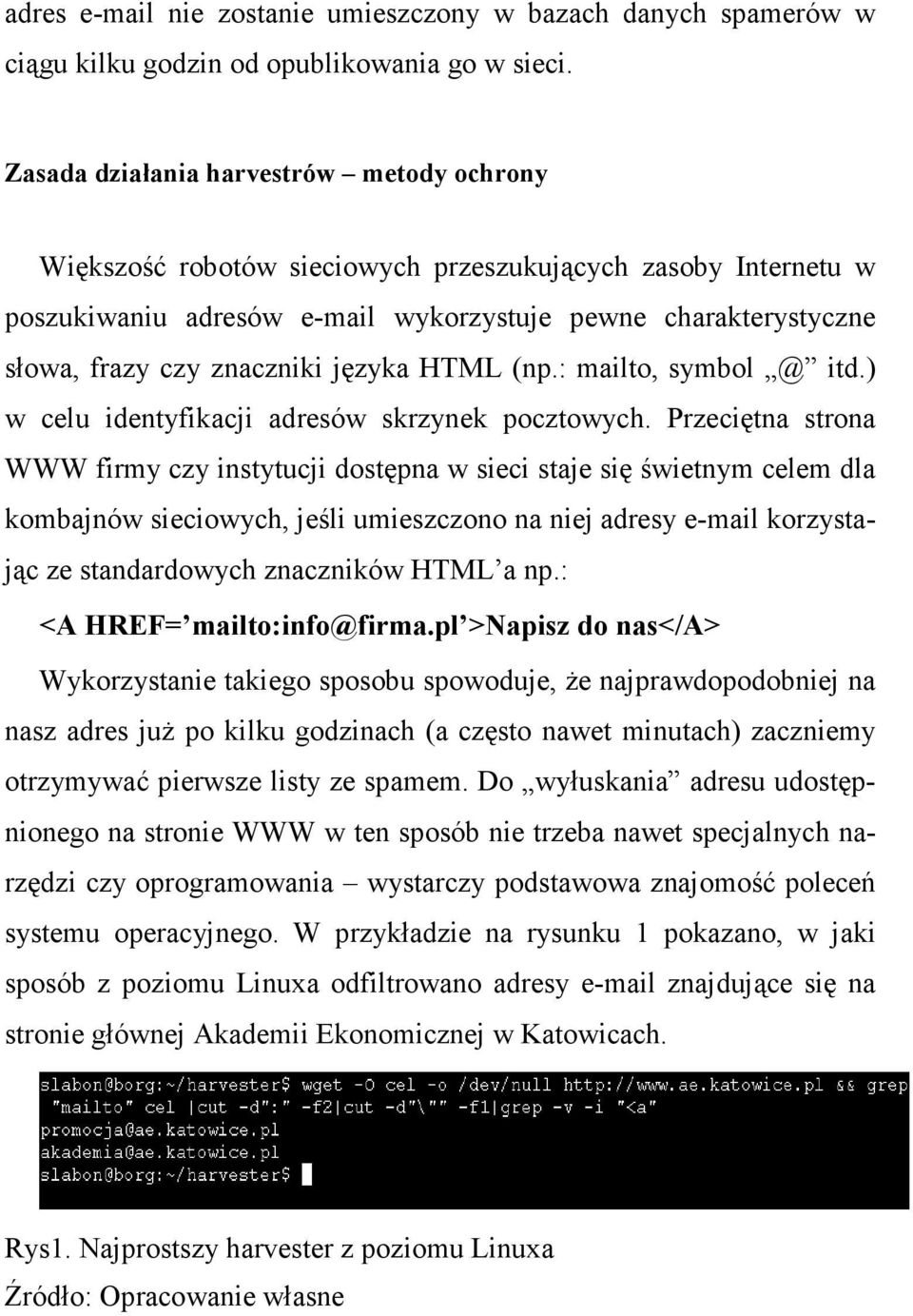 języka HTML (np.: mailto, symbol @ itd.) w celu identyfikacji adresów skrzynek pocztowych.