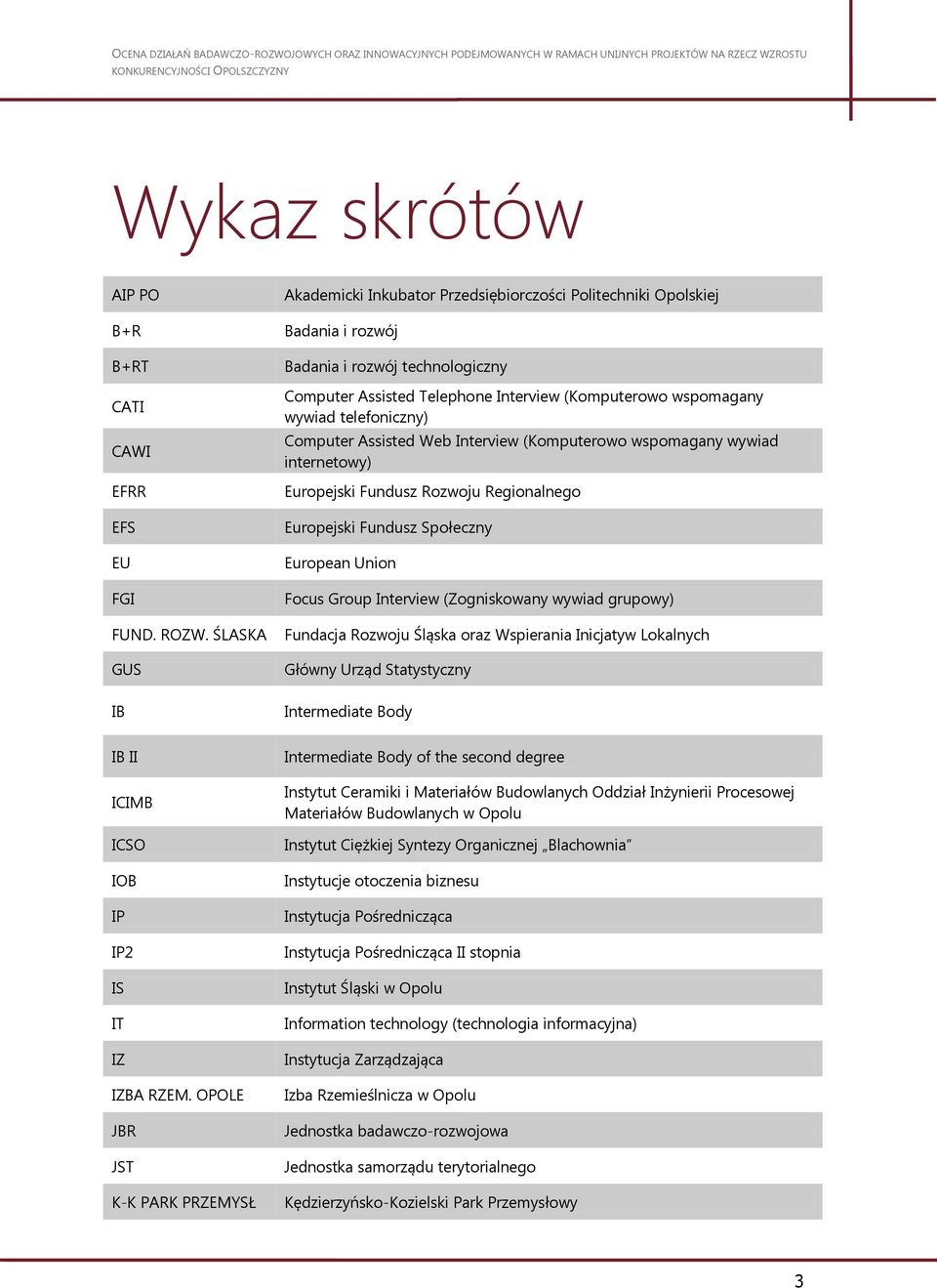 telefoniczny) Computer Assisted Web Interview (Komputerowo wspomagany wywiad internetowy) Europejski Fundusz Rozwoju Regionalnego Europejski Fundusz Społeczny European Union Focus Group Interview