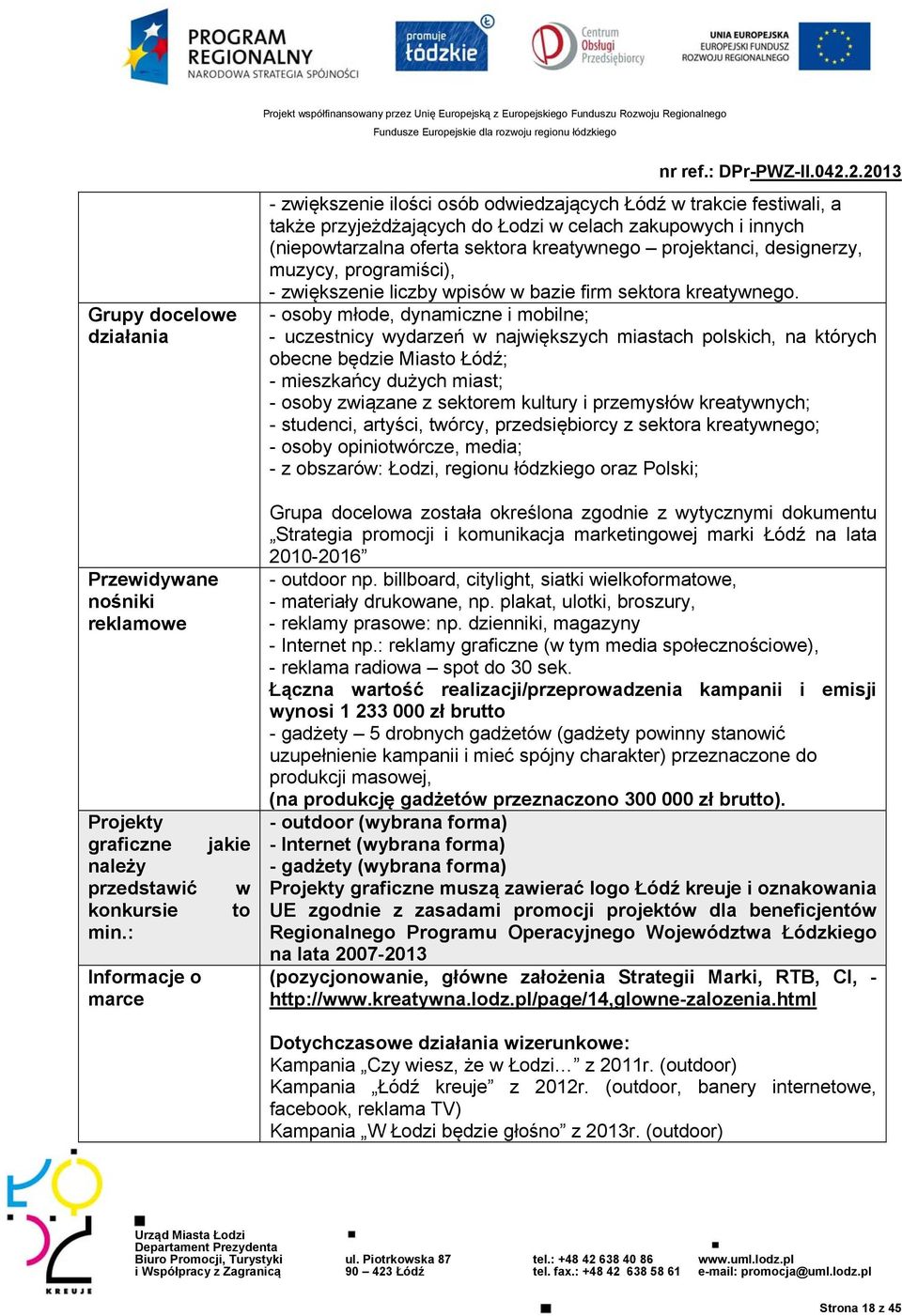 projektanci, designerzy, muzycy, programiści), - zwiększenie liczby wpisów w bazie firm sektora kreatywnego.