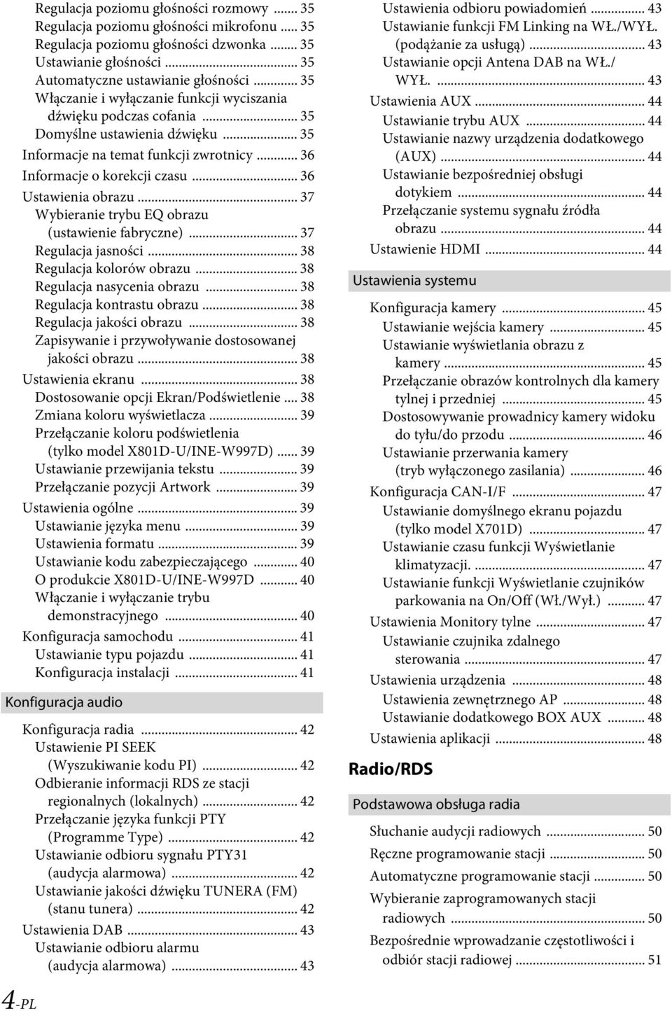 .. 36 Ustawienia obrazu... 37 Wybieranie trybu EQ obrazu (ustawienie fabryczne)... 37 Regulacja jasności... 38 Regulacja kolorów obrazu... 38 Regulacja nasycenia obrazu... 38 Regulacja kontrastu obrazu.