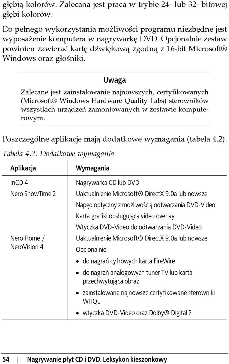 Uwaga Zalecane jest zainstalowanie najnowszych, certyfikowanych (Microsoft Windows Hardware Quality Labs) sterowników wszystkich urządzeń zamontowanych w zestawie komputerowym.