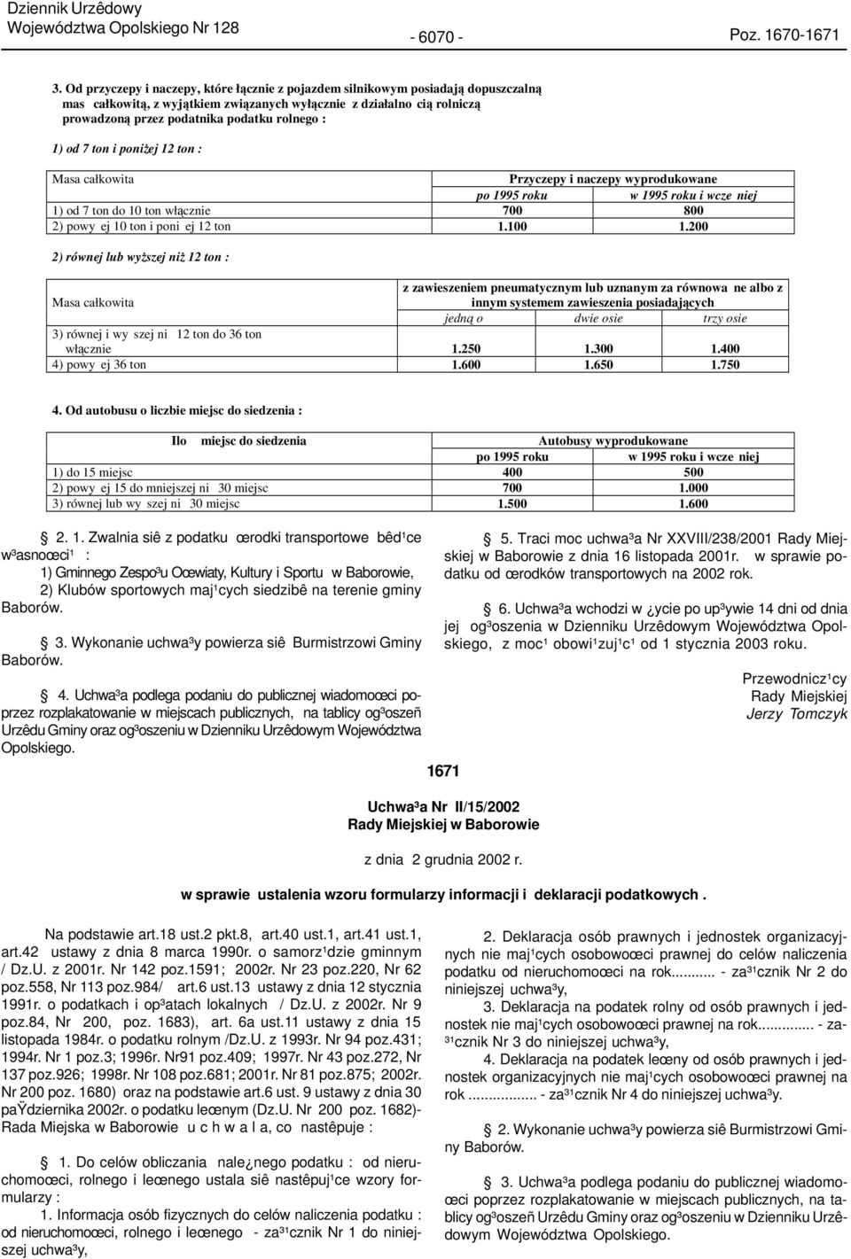 1) od 7 ton i poniżej 12 ton : Masa całkowita Przyczepy i naczepy wyprodukowane po 1995 roku w 1995 roku i wcze niej 1) od 7 ton do 10 ton włącznie 700 800 2) powy ej 10 ton i poni ej 12 ton 1.100 1.