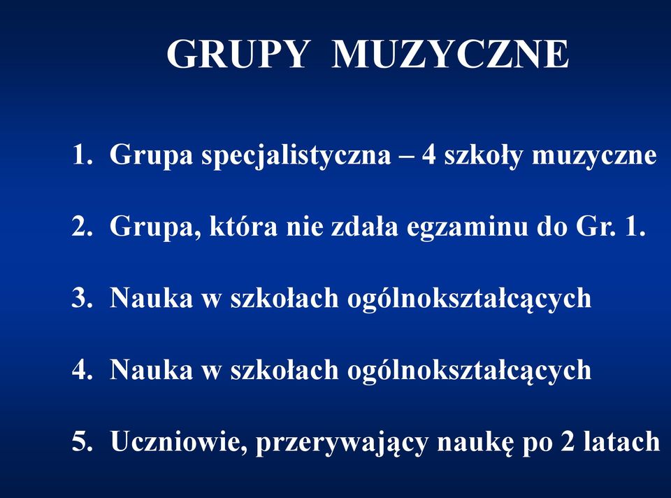 Grupa, która nie zdała egzaminu do Gr. 1. 3.