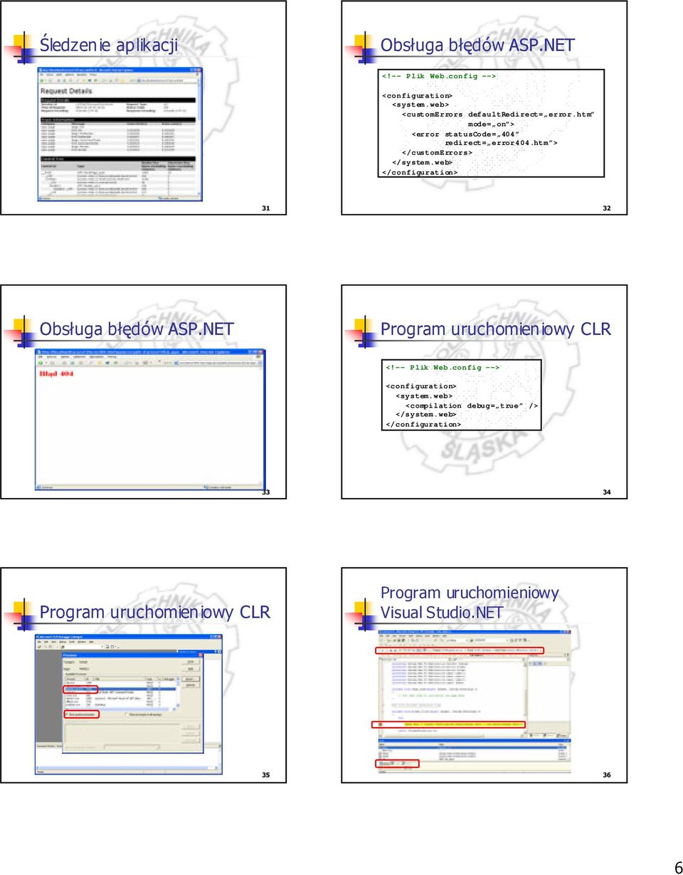 htm > </customerrors> 31 32 Obsługa błędów ASP.