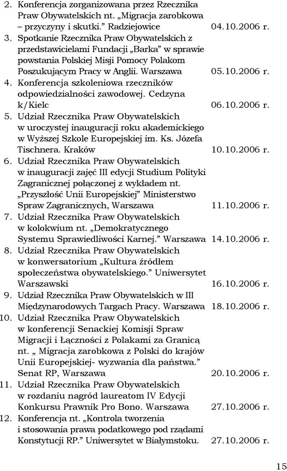 Konferencja szkoleniowa rzeczników odpowiedzialności zawodowej. Cedzyna k/kielc 06.10.2006 r. 5.