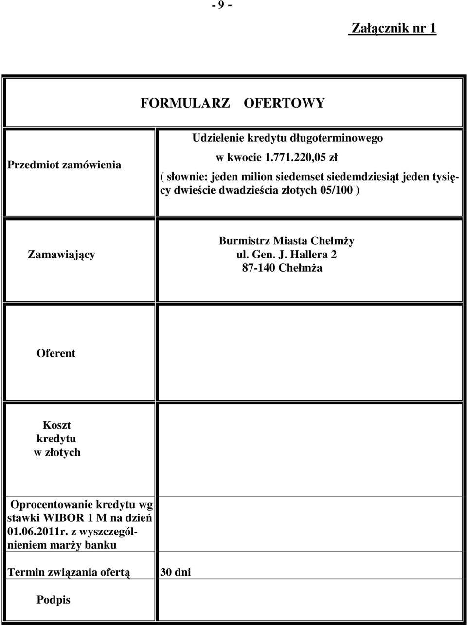 Zamawiający Burmistrz Miasta ChełmŜy ul. Gen. J.