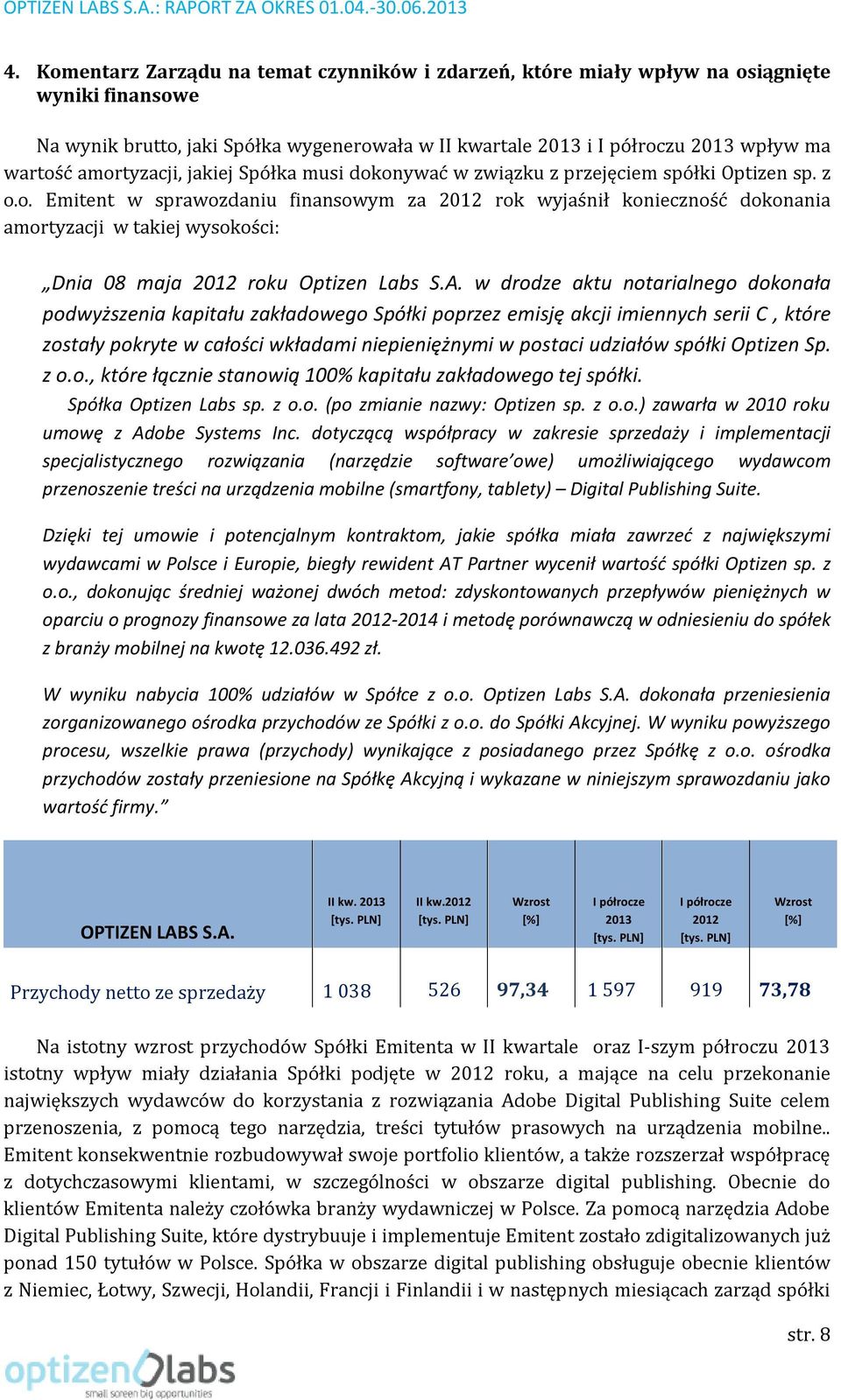 A. w drodze aktu notarialnego dokonała podwyższenia kapitału zakładowego Spółki poprzez emisję akcji imiennych serii C, które zostały pokryte w całości wkładami niepieniężnymi w postaci udziałów