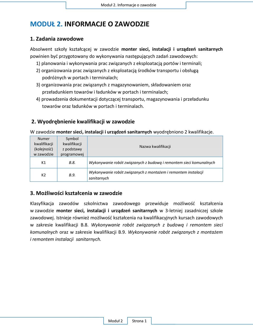 wykonywania prac związanych z eksploatacją portów i terminali; 2) organizowania prac związanych z eksploatacją środków transportu i obsługą podróżnych w portach i terminalach; 3) organizowania prac