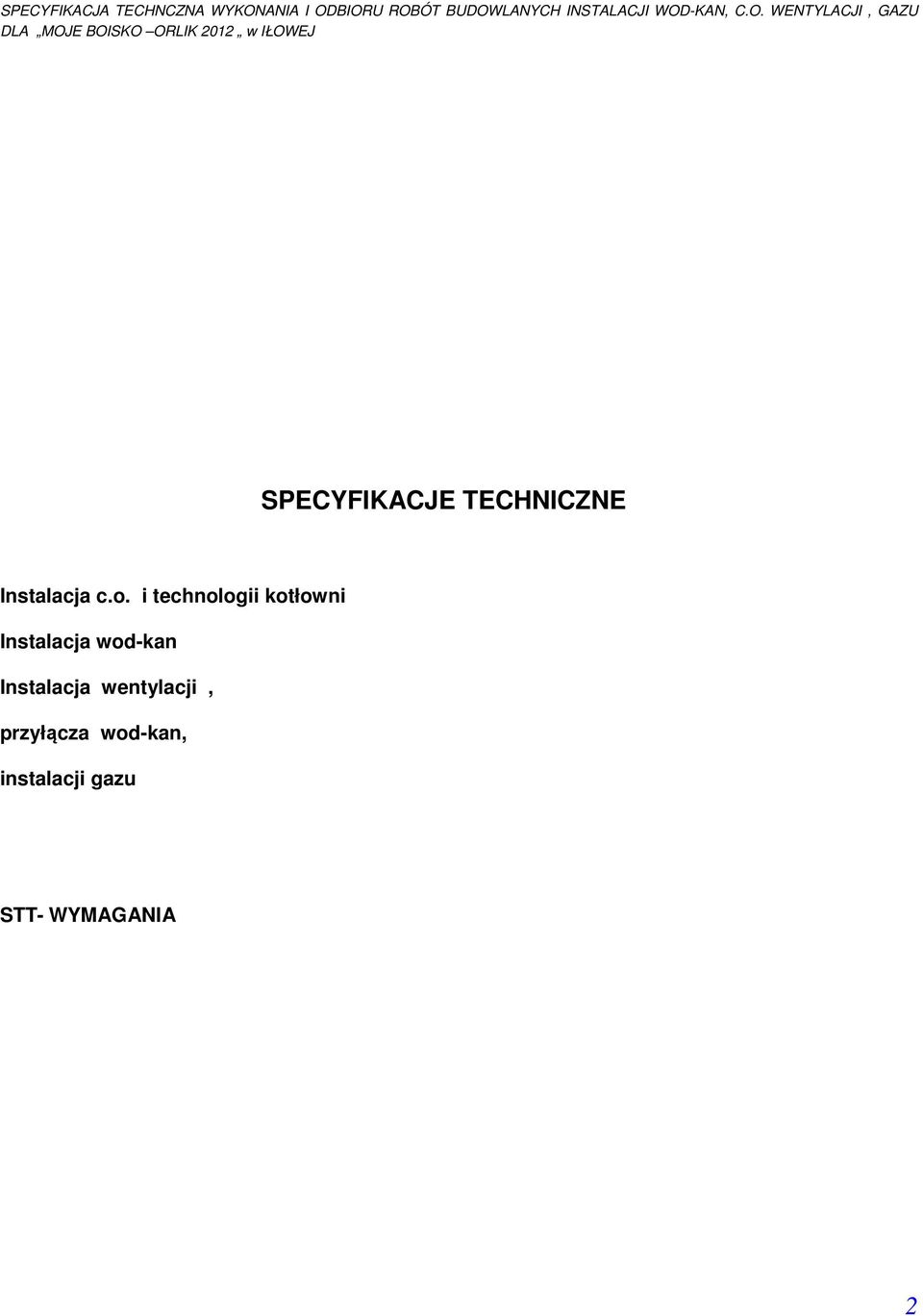 i technologii kotłowni Instalacja wod-kan Instalacja