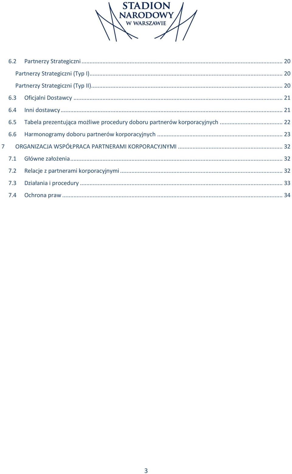 .. 22 6.6 Harmonogramy doboru partnerów korporacyjnych... 23 7 ORGANIZACJA WSPÓŁPRACA PARTNERAMI KORPORACYJNYMI... 32 7.