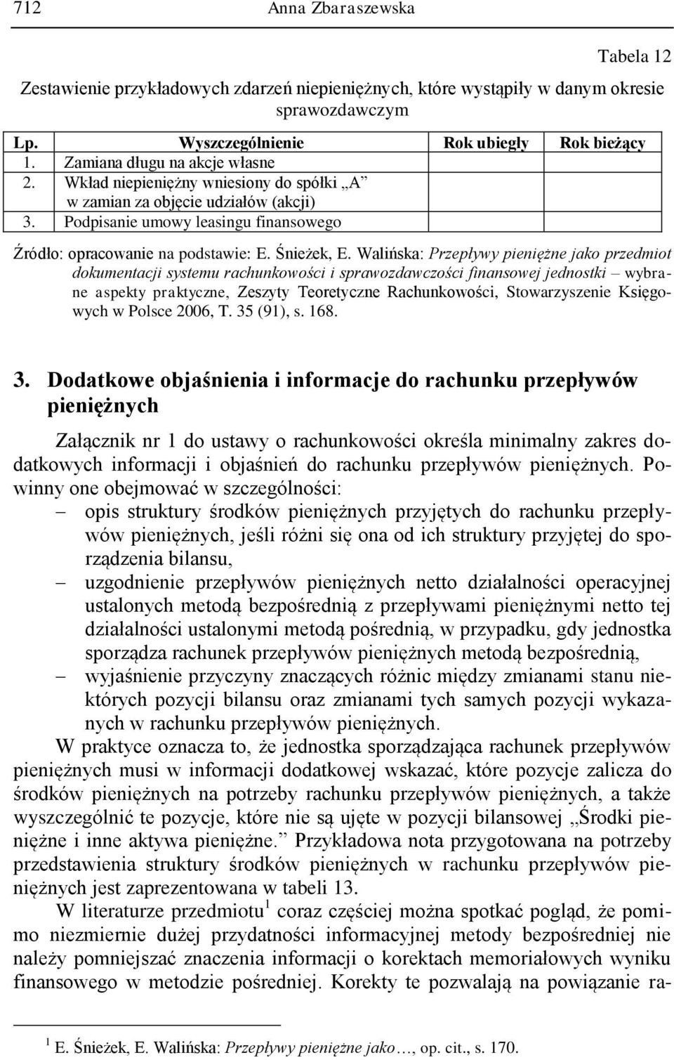 Walińska: Przepływy pieniężne jako przedmiot dokumentacji systemu rachunkowości i sprawozdawczości finansowej jednostki wybrane aspekty praktyczne, Zeszyty Teoretyczne Rachunkowości, Stowarzyszenie