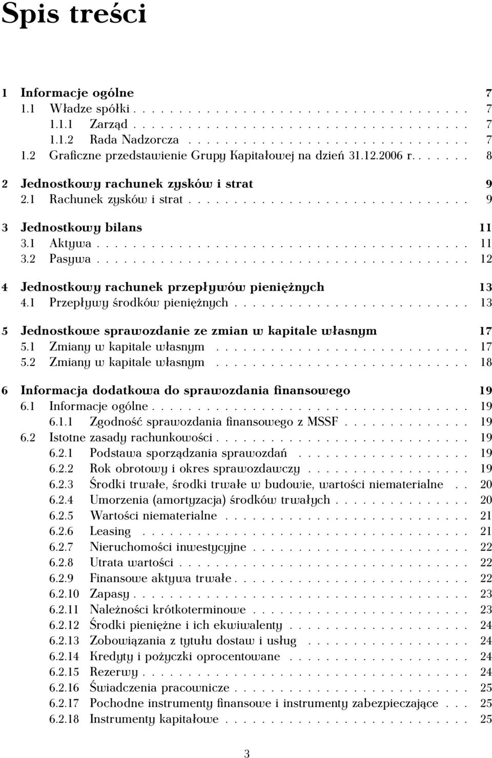 ........................................ 12 4 Jednostkowy rachunek przepływów pieniężnych 13 4.1 Przepływy środków pieniężnych.......................... 13 5 Jednostkowe sprawozdanie ze zmian w kapitale własnym 17 5.