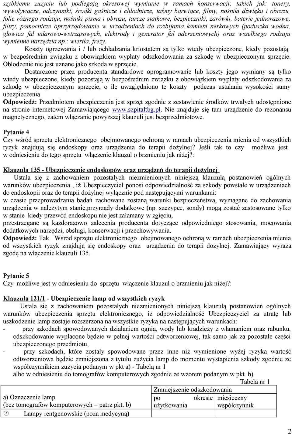 wodna, głowica fal udarowo-wstrząsowych, elektrody i generator fal uderzeniowych) oraz wszelkiego rodzaju wymienne narzędzia np.: wiertła, frezy.