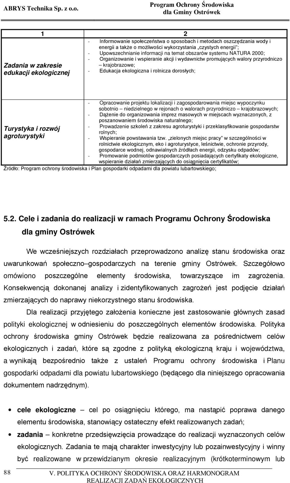 energii ; - Upowszechnianie informacji na temat obszarów systemu NATURA 2000; - Organizowanie i wspieranie akcji i wydawnictw promujących walory przyrodniczo krajobrazowe; - Edukacja ekologiczna i