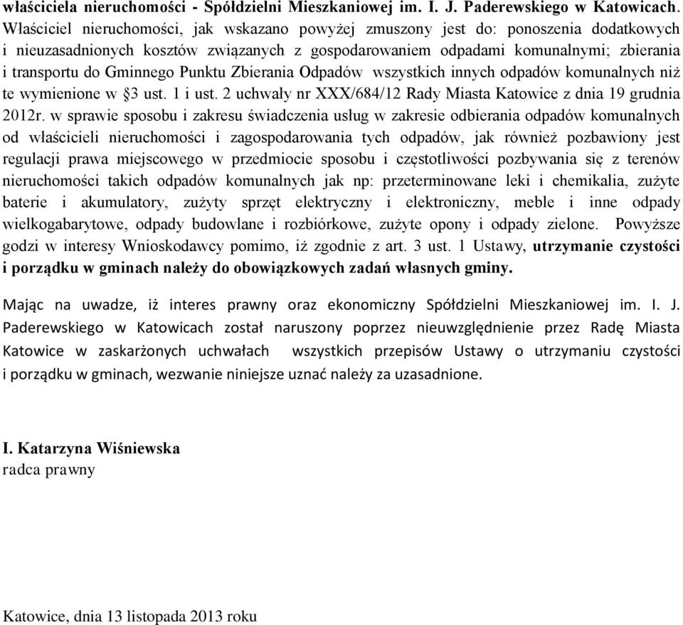 Gminnego Punktu Zbierania Odpadów wszystkich innych odpadów komunalnych niż te wymienione w 3 ust. 1 i ust. 2 uchwały nr XXX/684/12 Rady Miasta Katowice z dnia 19 grudnia 2012r.