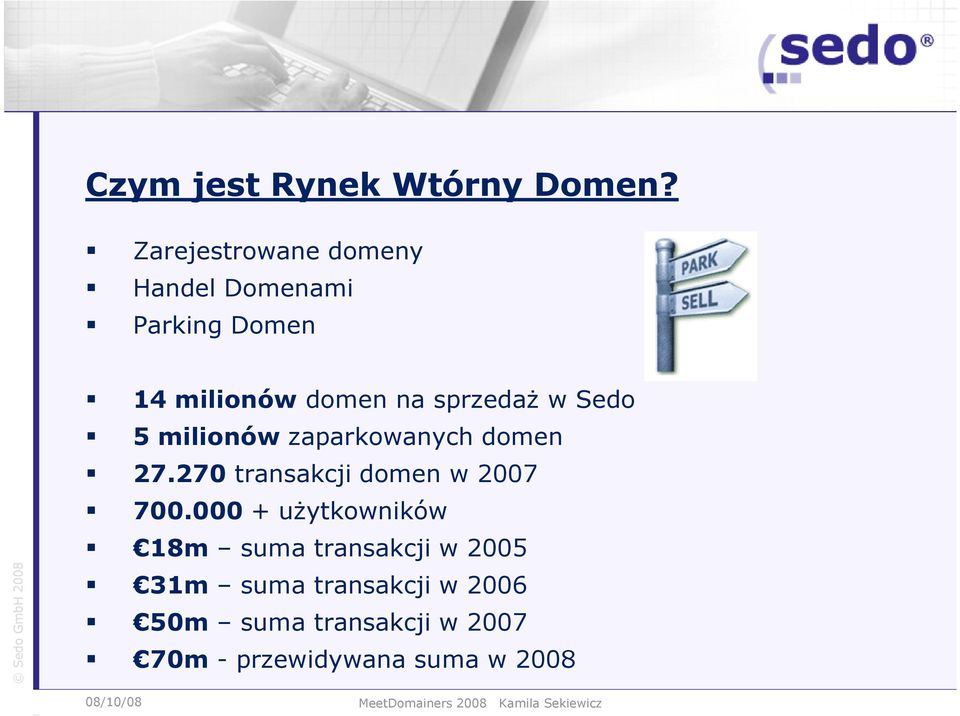 sprzedaŝ w Sedo 5 milionów zaparkowanych domen 27.