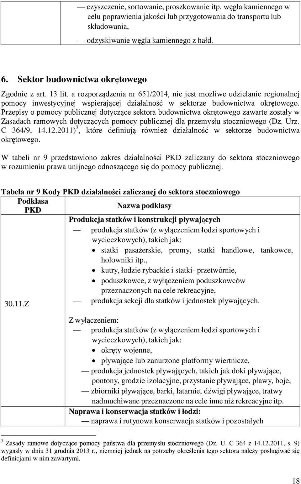 a rozporządzenia nr 651/2014, nie jest możliwe udzielanie regionalnej pomocy inwestycyjnej wspierającej działalność w sektorze budownictwa okrętowego.