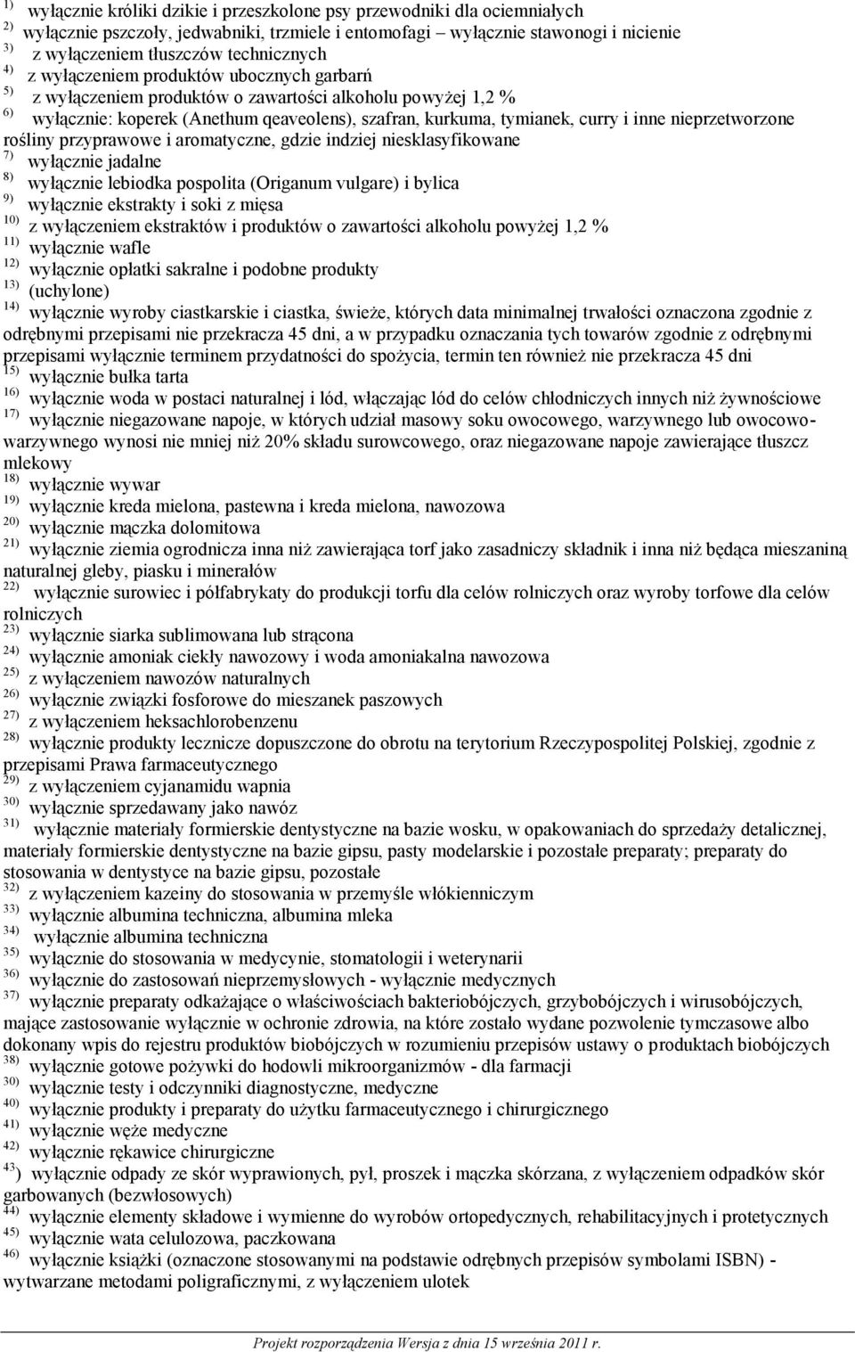 i inne nieprzetworzone rośliny przyprawowe i aromatyczne, gdzie indziej niesklasyfikowane 7) wyłącznie jadalne 8) wyłącznie lebiodka pospolita (Origanum vulgare) i bylica 9) wyłącznie ekstrakty i