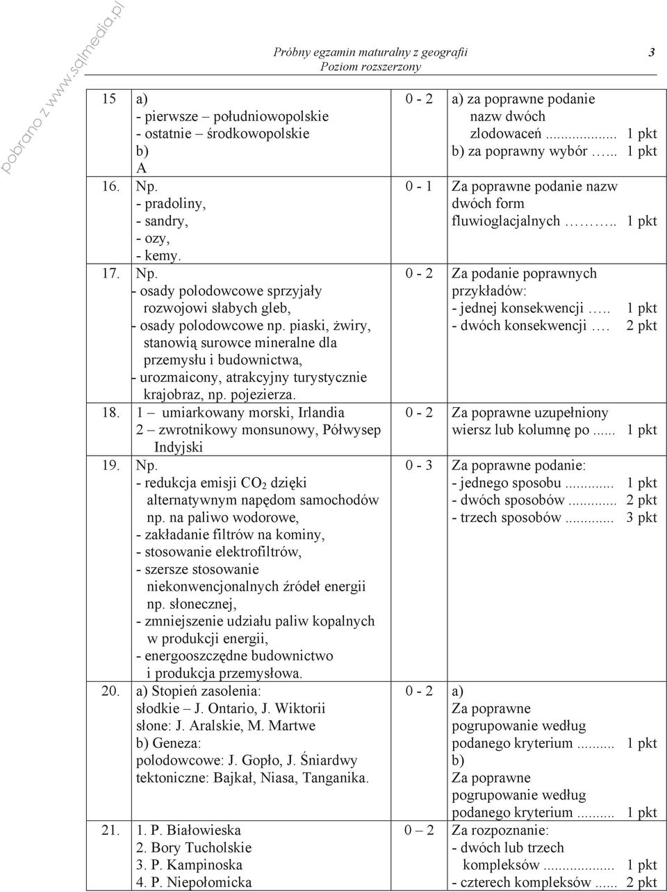 1 umiarkowany morski, Irlandia 2 zwrotnikowy monsunowy, Pó wysep Indyjski 19. Np. - redukcja emisji CO 2 dzi ki alternatywnym nap dom samochodów np.