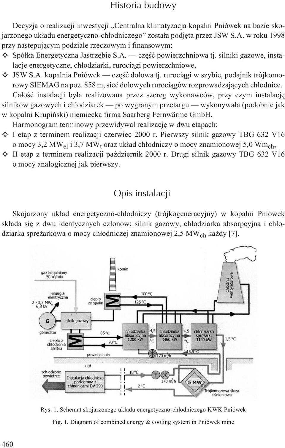 silniki gazowe, instalacje energetyczne, ch³odziarki, ruroci¹gi powierzchniowe, JSW S.A. kopalnia Pniówek czêœæ do³owa tj. ruroci¹gi w szybie, podajnik trójkomorowy SIEMAG na poz.