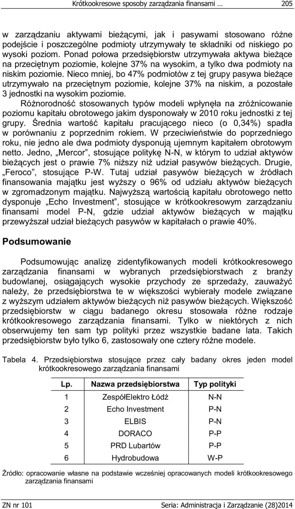 Nieco mniej, bo 47% podmiotów z tej grupy pasywa bieżące utrzymywało na przeciętnym poziomie, kolejne 37% na niskim, a pozostałe 3 jednostki na wysokim poziomie.