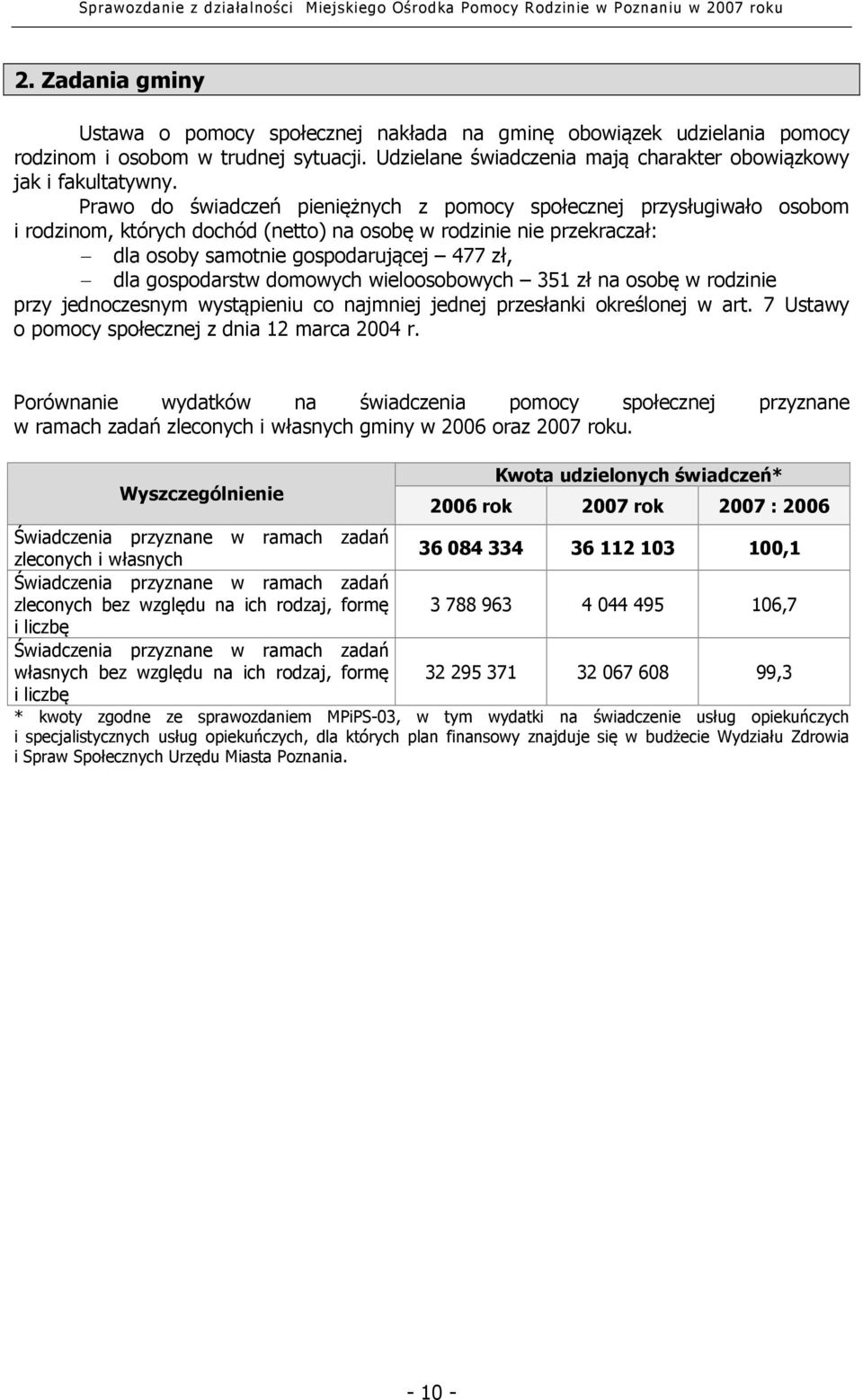 gospodarstw domowych wieloosobowych 351 zł na osobę w rodzinie przy jednoczesnym wystąpieniu co najmniej jednej przesłanki określonej w art. 7 Ustawy o pomocy społecznej z dnia 12 marca 2004 r.