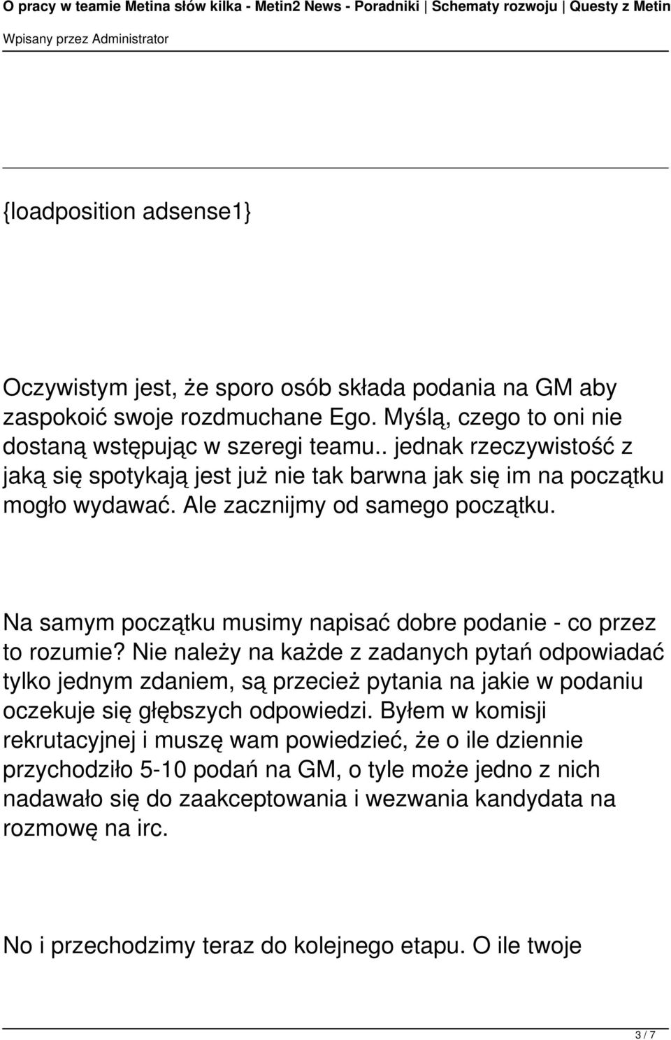 Na samym początku musimy napisać dobre podanie - co przez to rozumie?