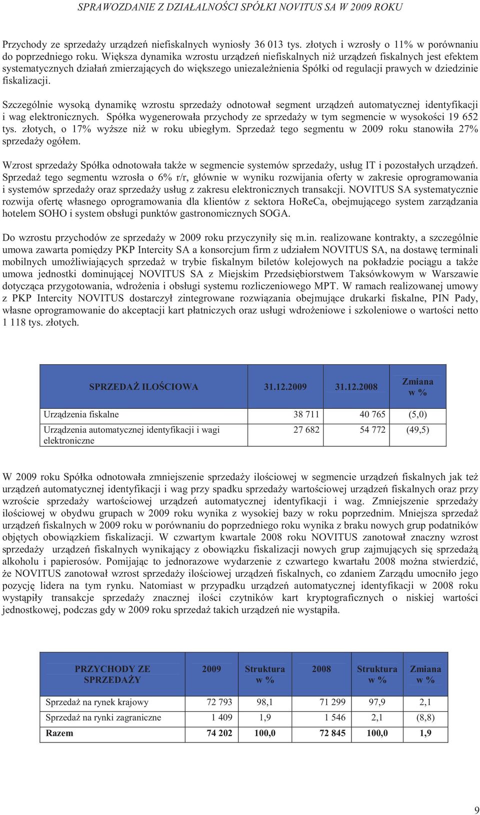 fiskalizacji. Szczególnie wysok dynamik wzrostu sprzeda y odnotował segment urz dze automatycznej identyfikacji i wag elektronicznych.