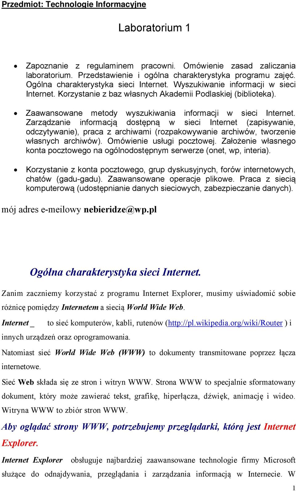 Zaawansowane metody wyszukiwania informacji w sieci Internet.