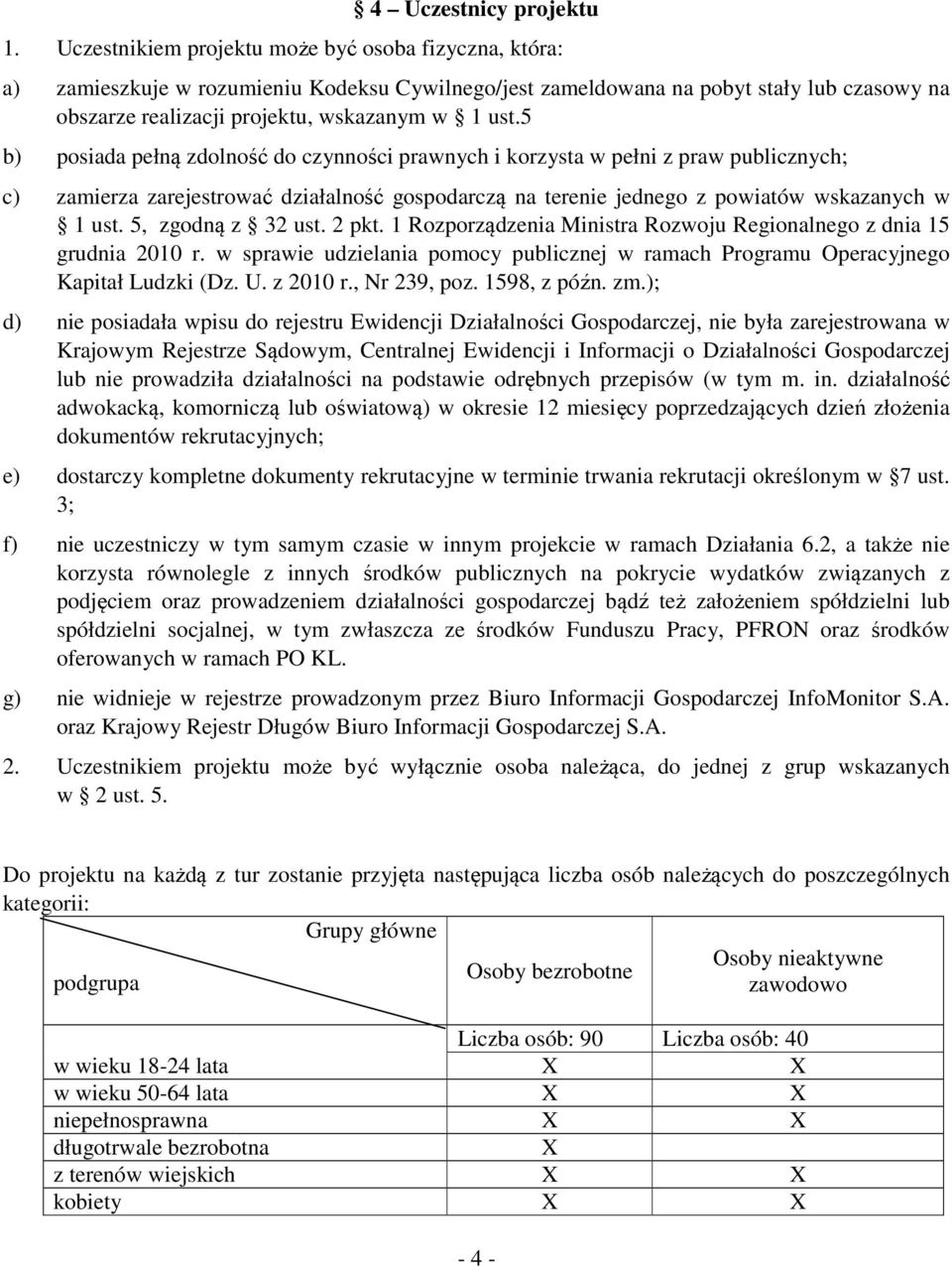 5 b) posiada pełną zdolność do czynności prawnych i korzysta w pełni z praw publicznych; c) zamierza zarejestrować działalność gospodarczą na terenie jednego z powiatów wskazanych w 1 ust.