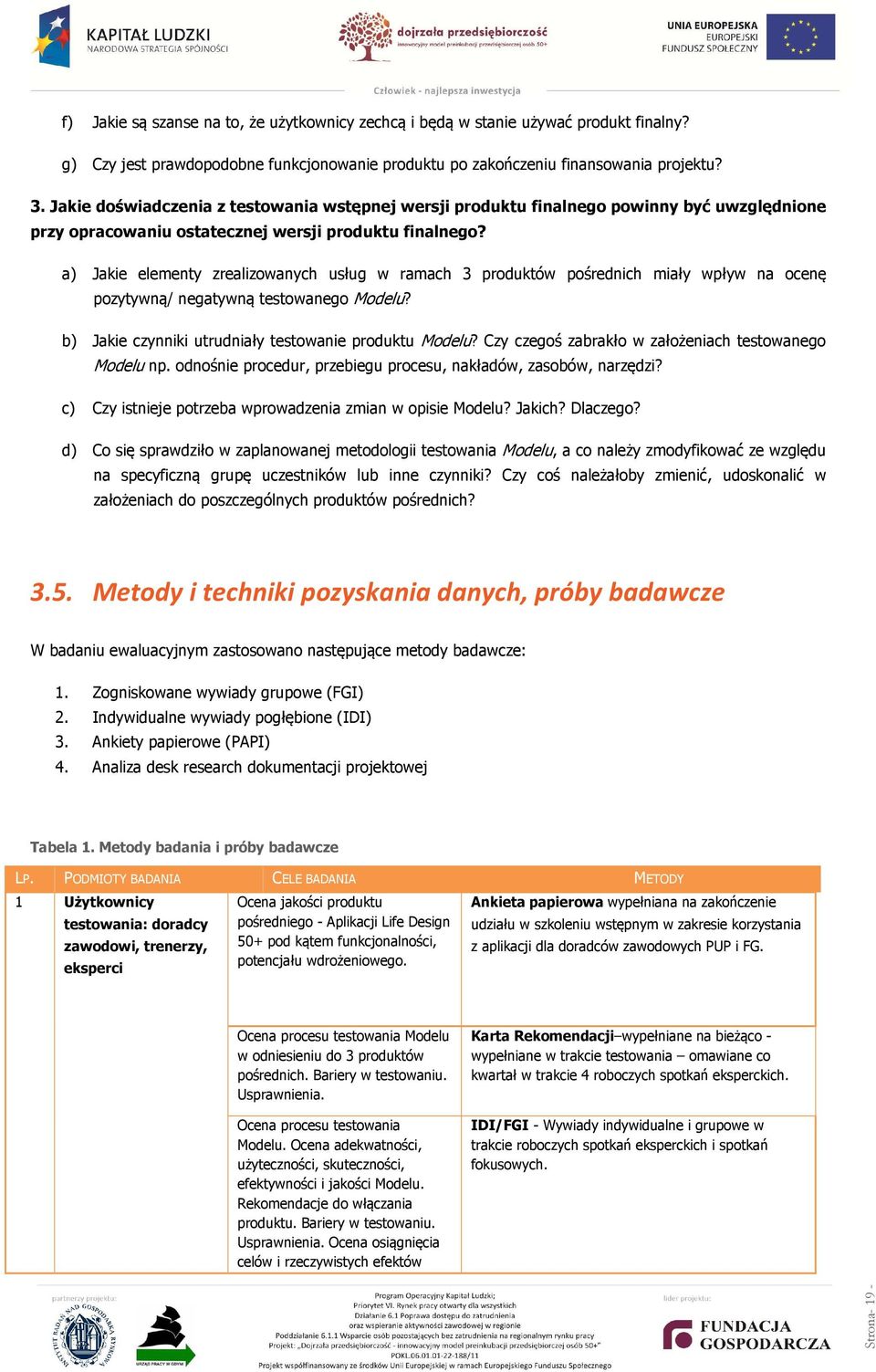 a) Jakie elementy zrealizowanych usług w ramach 3 produktów pośrednich miały wpływ na ocenę pozytywną/ negatywną testowanego Modelu? b) Jakie czynniki utrudniały testowanie produktu Modelu?