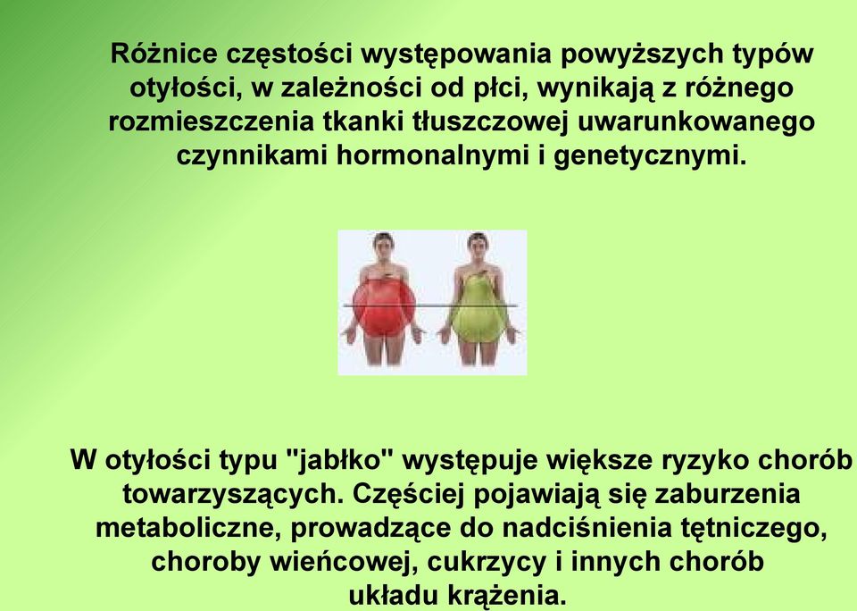 W otyłości typu "jabłko" występuje większe ryzyko chorób towarzyszących.