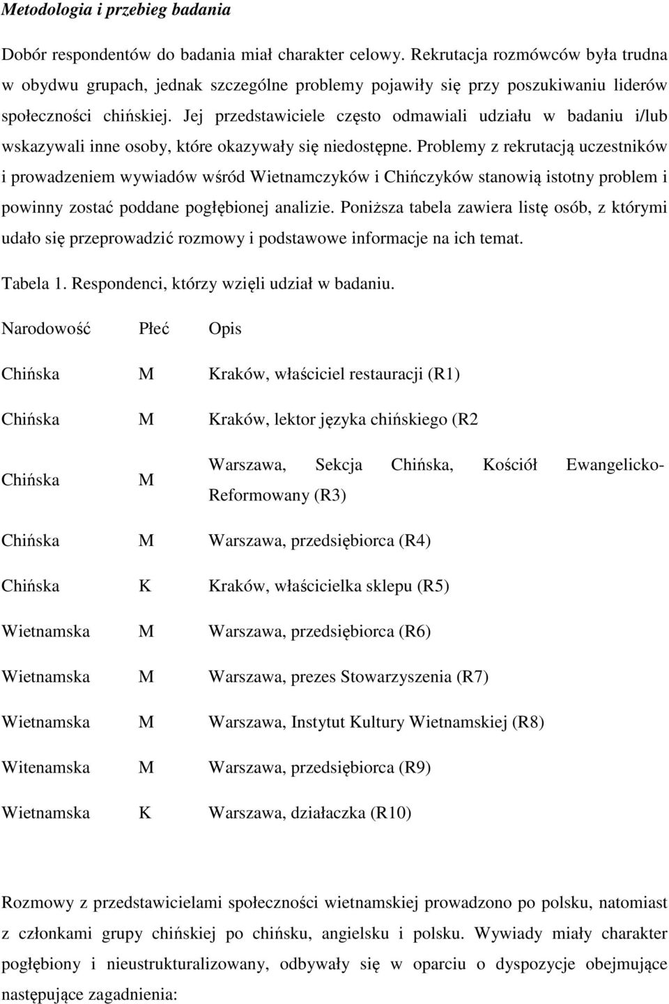 Jej przedstawiciele często odmawiali udziału w badaniu i/lub wskazywali inne osoby, które okazywały się niedostępne.